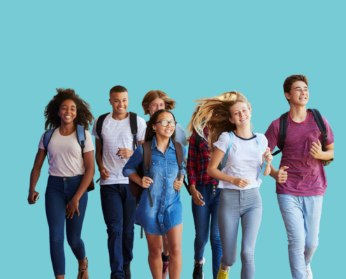 Students building social confidence through supportive peer interaction