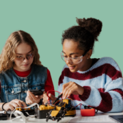 Young students collaborating on a creative project