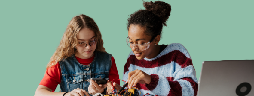 Young students collaborating on a creative project